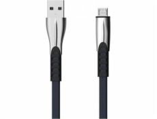 USB TYP-C CABLE 2.4A BLUE FLAT 2400mAh QUICK CHARGER QC 3.0 1M POWERLINE SMS-BW02 - METAL PLUGS