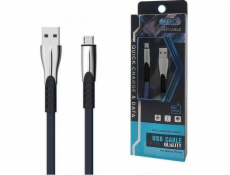 USB CABLE MICRO 2.4A BLUE 2400mAh QUICK CHARGER QC 3.0 1M POWERLINE SMS-BW02- METAL PLUGS