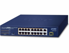 PLANET 16-Port 10/100TX 802.3at PoE Unmanaged Fast Ethernet (10/100) Power over Ethernet (PoE) 1U Blue