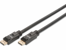 Digitus DisplayPort 1.2. připojovací kabel  se zesilovačem 20 m, Ultra HD 4K ,zlacené konektory