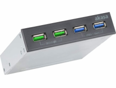 AKASA přední panel HUB 4 Port USB nabíjecí panel s dual Quick Charge 3.0 a dual USB 3.1 porty