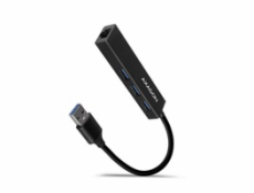 AXAGON HMA-GL3A, USB 3.2 Gen 1 hub, porty 3x USB-A + Gigabit Ethernet, kovový, kabel USB-A 20cm