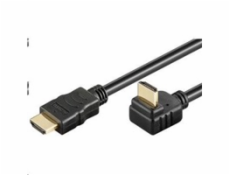 PremiumCord HDMI High Speed+Ethernet kabel, zlacený zahnutý konektor 270° 1m