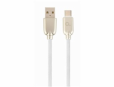 GEMBIRD Kabel CABLEXPERT USB 2.0 AM na Type-C kabel (AM/CM), 2m, pogumovaný, bílý, blister, PREMIUM QUALITY