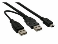 PREMIUMCORD Kabel USB 2.0 napájecí Y kabel A/M + A/M -- A/M mini 0.4m + 0.5m