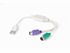 Gembird adaptér USB 2.0 (M) na PS/2, kabel, 0.3 m, bílý