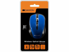 CANYON myš optická bezdrátová CMSW1, nastavitelné rozlišení 800/1000/1200 dpi, 4 tl, USB nano reciever, modrá