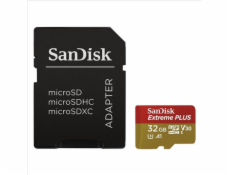 SanDisk MicroSDHC karta 32GB Extreme PLUS (10MB/s, UHS-I V30, Rescue Pro Deluxe) + adaptér