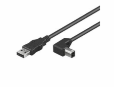 PremiumCord Kabel USB 2.0, A-B, 0,5m (lomený konektor) 90°