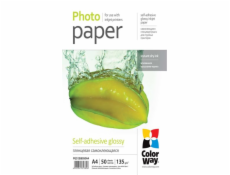 COLORWAY fotopapír/ glossy self-adhesive 135g/m2, A4/ 50 kusů