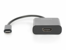 DIGITUS Adaptér USB typu C na HDMI, 4K/30 Hz délka kabelu 19,5 cm, černá