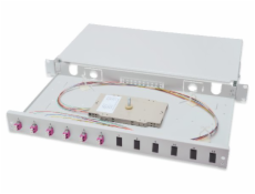 Digitus Fiber Optic Sliding Splice Box, 1U, Equipped 6x LC duplex, incl. M 25 Screw, Splice Cassette OM4 Color Pigtails, Adapter