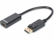 Digitus DisplayPort adapter cable, DP - HDMI type A M/F, 0.15m,w/interlock, DP 1.1a compatible, CE, bl