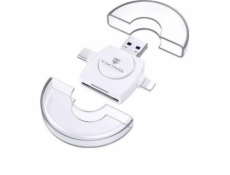 Viking OTG čtečka paměťových karet SD a Micro SD 4v1 s koncovkou APPLE Lightning / Micro USB / USB 3.0 / USB-C, bílá