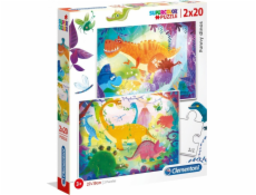 Clementoni Puzzle 2x20 dielikov Super Color - Legrační dinosaury