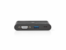 Nedis TCARF220BK - Počítačový Rozbočovač | USB Type-C | USB-C / USB 3.0 / VGA | Power Delivery: 100 W | Černá barva