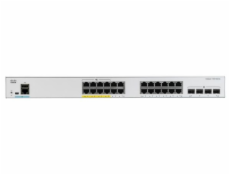 Catalyst C1000-24FP-4G-L, 24x 10/100/1000 Ethernet PoE+ ports and 370W PoE budget, 4x 1G SFP uplinks