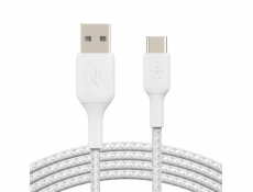 Pletený kabel USB-C USB-A 3m bílý