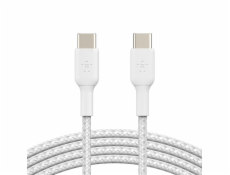 Belkin USB-C na USB-C kabel, 1m, bílý - odolný