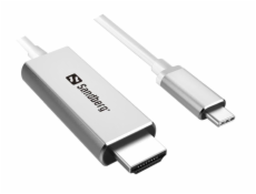 Sandberg datový kabel USB-C -> HDMI, podpora 4K, délka 2m, bílá