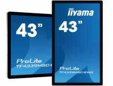 Dotykový monitor IIYAMA ProLite TF4339MSC-B1AG, 43  capacitive, FullHD, 8ms, 12TP, 400cd/m2, VGA/HDMI/DP, IP54, černý