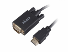 AKASA kabel HDMI na VGA, pozlacené konektory, 2m