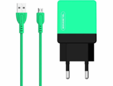 SOMOSTEL INDOOR PHONE CHARGER 2A + CABLE TYPE MICRO GREEN COLOR