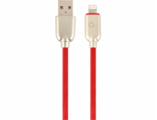 Gembird nabíjecí kabel Lightning 8-pin (M) na USB 2.0 (M), prémiový, gumovo - opletený, 1 m, červený