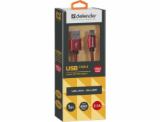 Kabel USB Defender USB-A - microUSB 1 m Czerwony (87801)