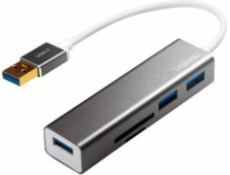 USB HUB LogiLink USB 3.0, 3portový, se čtečkou karet