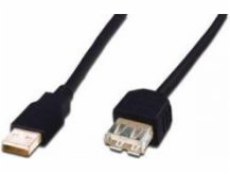 Digitus USB kabel prodlužovací A-A, 2xstíněný, měď, 3m, černý