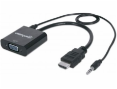 Adaptér AV Manhattan HDMI - D-Sub (VGA) + Jack 3.5mm czarny (151559)