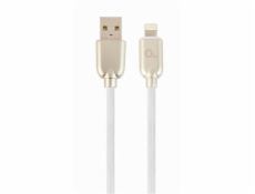 Gembird nabíjecí kabel Lightning 8-pin (M) na USB 2.0 (M), prémiový, gumovo - opletený, 2 m, bílý