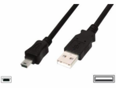 Kabel USB Digitus USB-A - miniUSB 1 m Czarny (AK-300130-010-S)