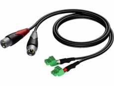 2x XLR samec kabel - 2x elektrická kostka (3 řádky-3,81 mm) 1m