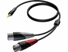 3,5mm jack samec stereo kabel - 2x XLR samec 3M