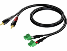 2x RCA / Cinch kabel - 2x Elektrická kostka (3 řádky-3,81 mm) 1m