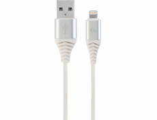 Gembird nabíjecí kabel Lightning 8-pin (M) na USB 2.0 (M), prémiový, opletený, 2 m, bílý