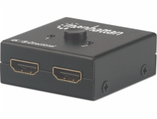 Manhattan HDMI Splitter/Switch 2-Port, [e-mail], Bi-Dir., Black, Displays output x1 HDMI Open-Box