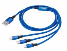 Akyga kabel USB 3.0 A/USB Micro B/USB type C Lightning 1.2m/černá  