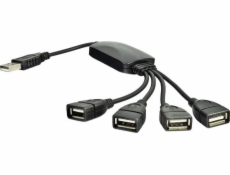 Akyga adaptér Hub USB 2.0 4-port/ABS/cerná/15cm