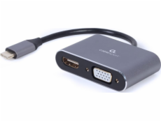 Cablexpert A-USB3C-HDMIVGA-01 video cable adaptér 0.15 m USB Type-C HDMI + VGA (D-Sub) Grey