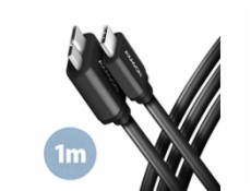 AXAGON BUMM3-CM10AB, SPEED kabel Micro-B USB <-> USB-C, 1m, USB 3.2 Gen 1, 3A, ALU, tpe, černý