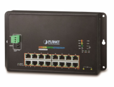 PLANET průmyslový plochý switch L2/L4, 16x1Gb, 2xSFP, PoE 30/240W, dual 48-56VDC, IP30, -10/60°C, fanless