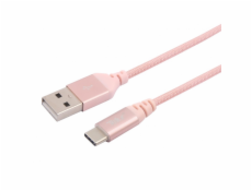 Tellur dátový kábel, USB do Type-C, vyrobené s Kevlar, 3A, 1m rose gold