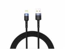 Tellur Data cable USB to Lightning LED, Nylon Braided, 1.2m black