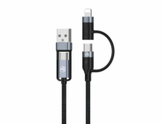 Tellur 4in1 Cable USB/Type-C to Type-C (PD65W)/Lightning (PD20W) 1m black