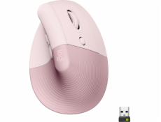 Logitech Lift Vertical Ergonomic Mouse - Dark Rose   Vertikální myš, optická, 6 tlačítek, bezdrátová, Bluetooth