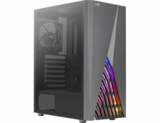 Aerocool DELTABKV1 ATX PC Case RGB Front Full Side Window 12cm Fan Black