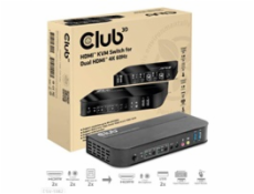 Club3D síťový přepínač - Switch, HDMI KVM Switch - Dual HDMI 4K 60Hz